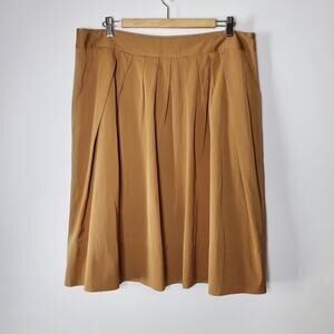 Talbots dark khaki / Brown pleated plus size casual skirt Size 16 New with tags